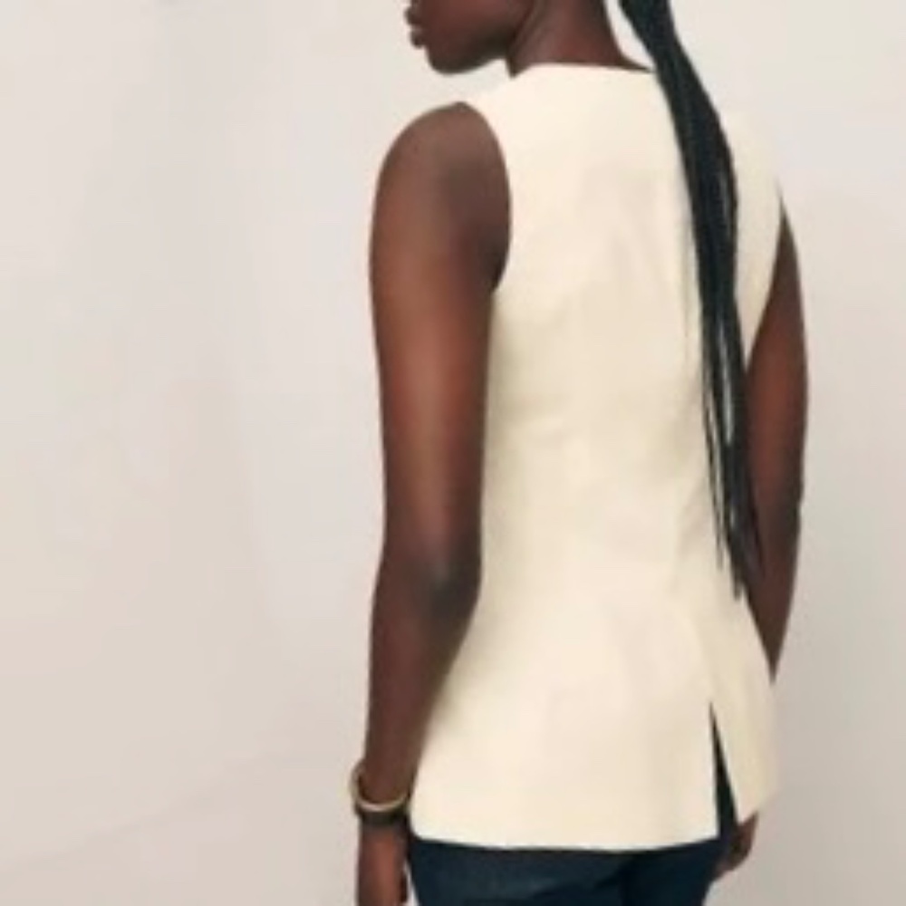 Reformation Casey Vest - Tailored Longline Waistcoat/ Sleeveless Top Cream - Picture 2 of 13